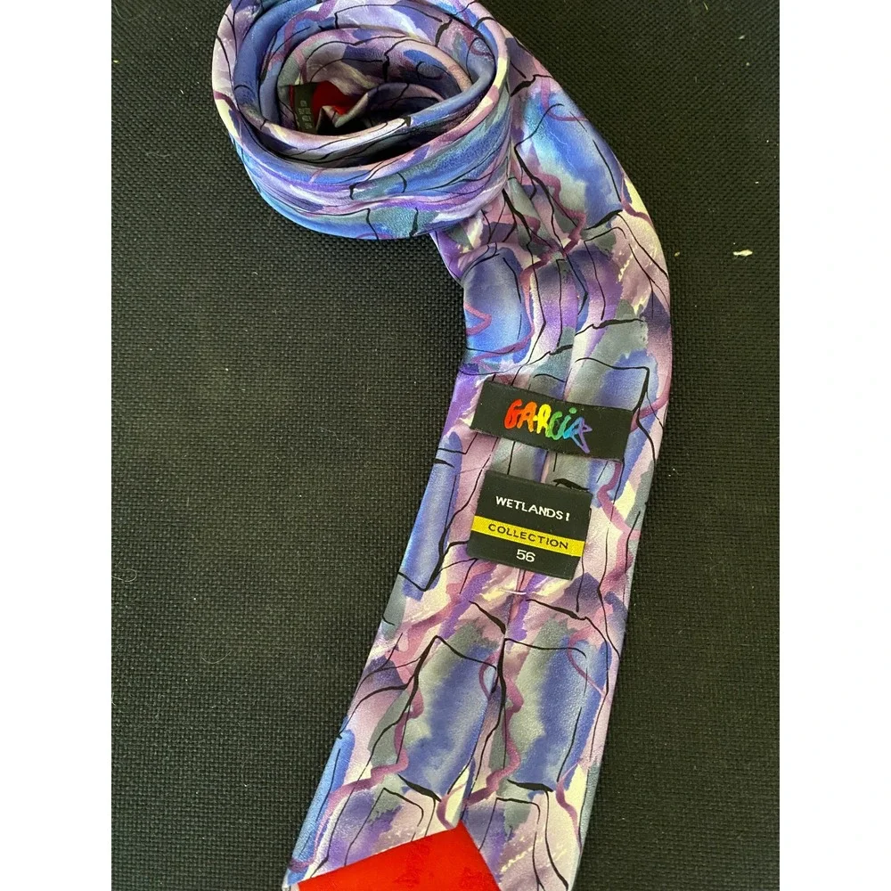 Jerry Garcia Wetlands I Collection 56 Silk‎ Necktie Purple Blue Abstract Art Tie